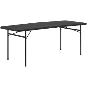 6 Foot Bi-Fold Plastic Folding Table, Black (Shipment from Walmart)