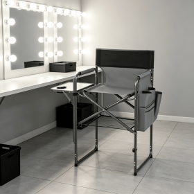 Portable Folding Tall Director Chair with Side Table 26 Inch Seat Height Camping Chair for Outdoor Events