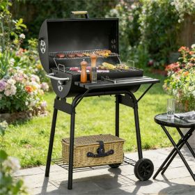 Charcoal barbecue grill, backyard picnic cookware, barbecue grill, black