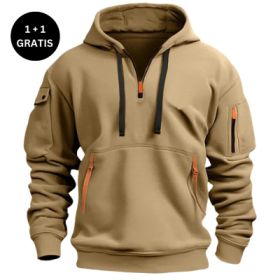 Dropped Shoulder Hooded Sweatshirt Men's Women's Plus Size Loose Pullover Fashion Sweatshirt (Option: Khaki-XXL-2pcs)