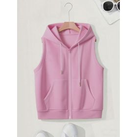 Women's Sleeveless Slim-fit Cardigan Zip Sweater (Option: Pink-5XL)