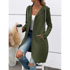 Personality Street Zip Hooded Long Velvet Lining Sweatshirt (Option: Green-M)