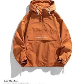 Half Zipper Pullover Men's Spring And Autumn New Hooded Fir Sweater (Option: Orange Red-2XL)