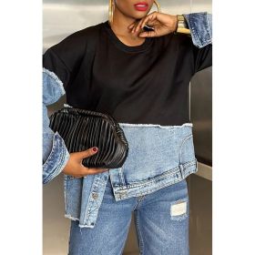 Womens Casual Fashionable Color-blocked Minimalist Top (Option: Color-S)