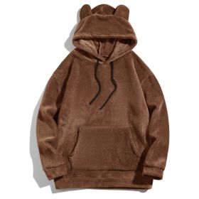 Men's Casual Cool Fashion Sweater Coral Fleece Jacket (Option: Camel-S)