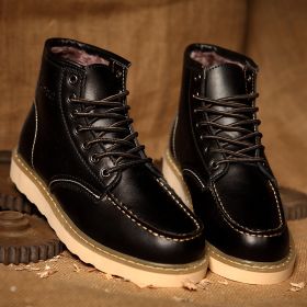 2024 new fashion men's Doc Martens single shoes cotton shoes warm (Color: black, size: 46)