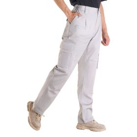 FR Pants for Men, 9 oz 100% Cotton, Flame-Resistant Cargo Pants with Multi-Pockets and Elastic Waist, Reinforced Tear-proof Stitching (Clothing Size: Size XL, Color: gray)