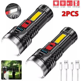 Powerful 4 Modes Multi-function Rechargeable Flashlight Outdoor COB Torch Lamp(Free shipping via DHL Ground/FedEx Ground; can't ship via USPS sel (Quantity: 2 pcs)