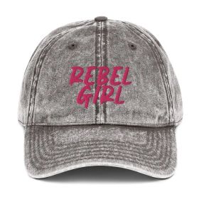 Vintage Cap REBEL GIRL Vintage Cotton Twill Cap (Color: Charcoal Grey)
