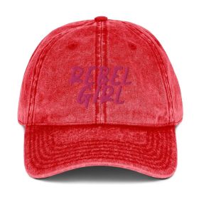 Vintage Cap REBEL GIRL Vintage Cotton Twill Cap (Color: Red)
