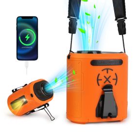 5 In 1 Portable Waist Clip Fan With 5 Speeds Flashlight 10000mAh Battery Operated Personal Wearable Turbo Belt Fan Hands-Free Neck Fan For Campin (Color: Orange)