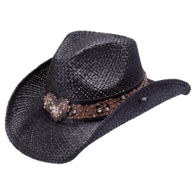 Flint Straw Western Drifter Cowboy Hat (Color: black)