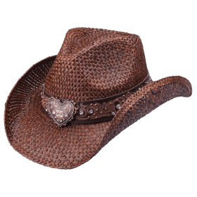 Flint Straw Western Drifter Cowboy Hat (Color: Dark Brown)