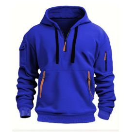 Dropped Shoulder Hooded Sweatshirt Men's Women's Plus Size Loose Pullover Fashion Sweatshirt (Option: Blue-4XL-2pcs)