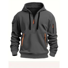Dropped Shoulder Hooded Sweatshirt Men's Women's Plus Size Loose Pullover Fashion Sweatshirt (Option: Dark Gray-4XL-2pcs)