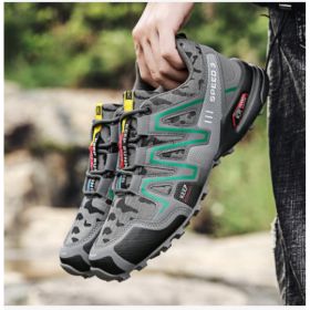 Men Hiking Shoes Climbing Male Sports Shoes Work Safety Toe Tactical Non-Slip Durable Trekking Sneakers Mens Footwear (Option: Dark gray camouflage-44)