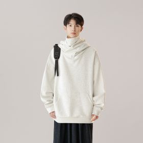 Hooded Turtleneck Sweater Men's Autumn Winter Couple Workwear Mechanical Style (Option: Snow Gray-L)
