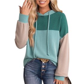 New-style Color-block Long-sleeve Hoodie With A Loose Fit (Option: Green-M)