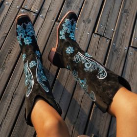 Plus Size High Cylinder Below The Knee Boots (Option: Black-38)
