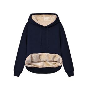 Warm Berber Fleece Pocket Hooded Sweatshirt Coat (Option: Sapphire Blue-2XL)
