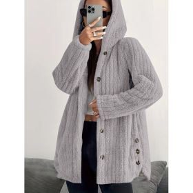 Hooded Loose Plush Coat Women's Regular Sleeve (Option: Light Gray-3XL)