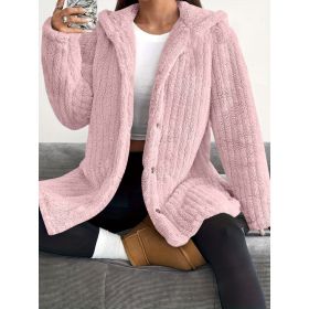 Hooded Loose Plush Coat Women's Regular Sleeve (Option: Pink-3XL)