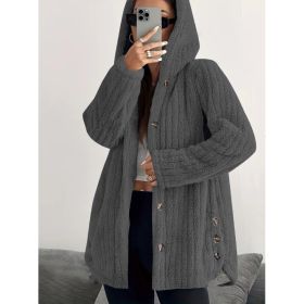 Hooded Loose Plush Coat Women's Regular Sleeve (Option: Dark Gray-XL)