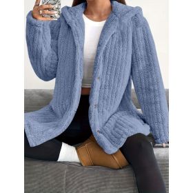 Hooded Loose Plush Coat Women's Regular Sleeve (Option: Blue-3XL)