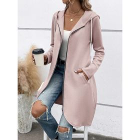 Personality Street Zip Hooded Long Velvet Lining Sweatshirt (Option: Lotus Root Color-5XL)