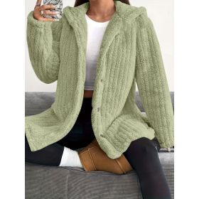 Hooded Loose Plush Coat Women's Regular Sleeve (Option: Green-3XL)