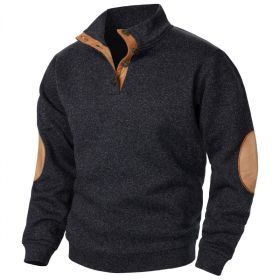 Men's Stand Collar Knitted Joint Stitching Casual Jacquard Cardigan Sweater (Option: Black-2XL)