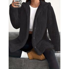 Hooded Loose Plush Coat Women's Regular Sleeve (Option: Black-3XL)