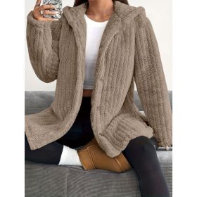 Hooded Loose Plush Coat Women's Regular Sleeve (Option: Camel-3XL)