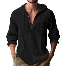 Hooded Casual Loose-fitting T-shirt Sweater For Men (Option: Black-L)