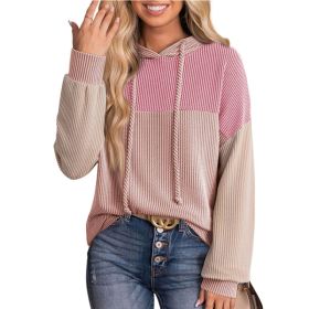 New-style Color-block Long-sleeve Hoodie With A Loose Fit (Option: Pink-XXL)